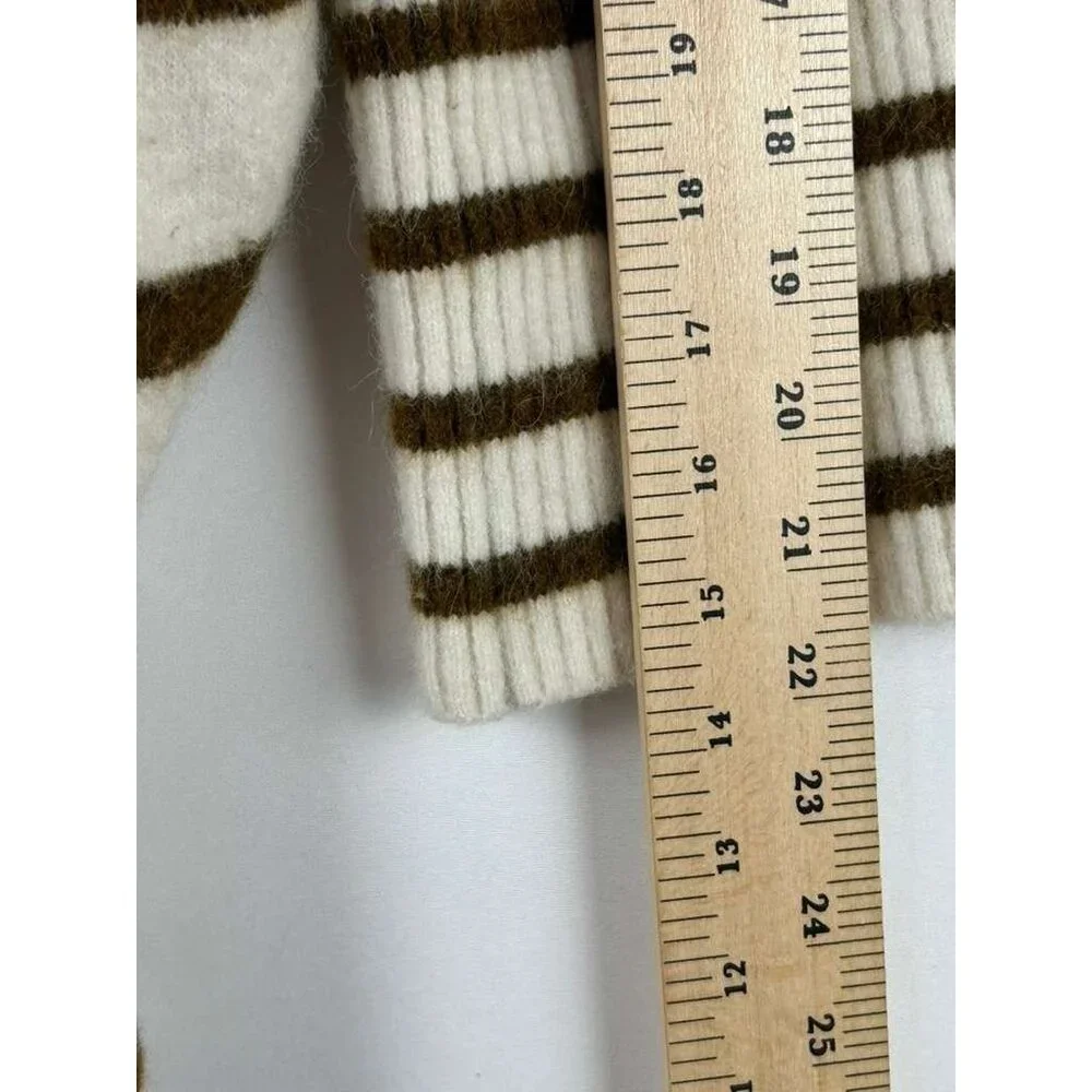 Banana Republic Women's Medium Stripe Puff Sleeve Wool & Alpaca Blend Sweater - Picture 5 of 12